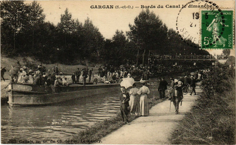 Carte postale ancienne Gargan (S.-et-O.) - Bords du Canal de dimanébe