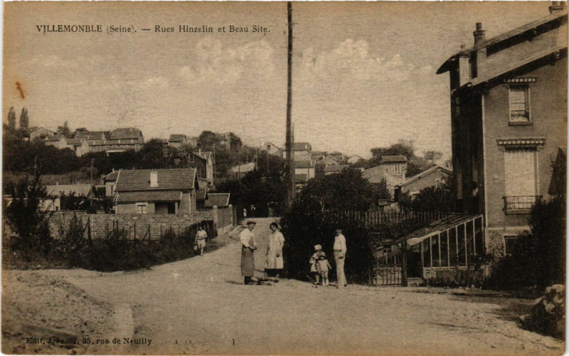 Carte postale ancienne Villemonble (Seine) -Rues Hinzelin et Beau Site à Villemomble
