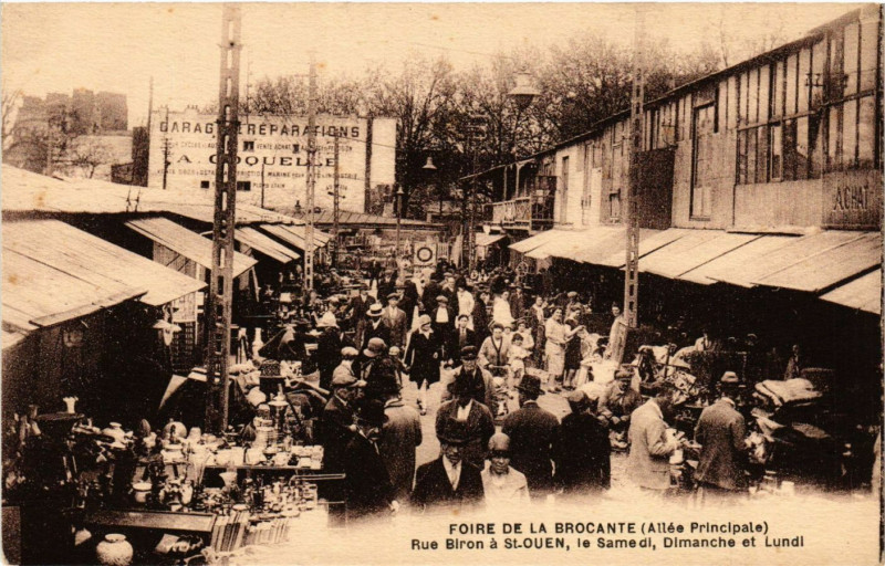 Carte postale ancienne Foire de la brocante - Rue Biron à Saint-Ouen-sur-Seine