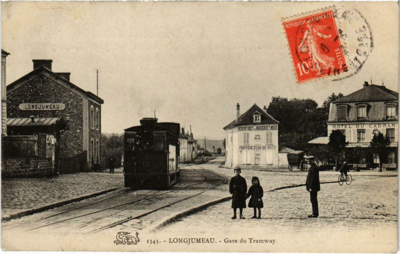 Carte postale ancienne Longjumeau Gare du Tram Vapeur à Longjumeau