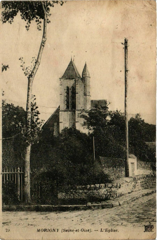 Carte postale ancienne Essonne Morigny Seine-et-Oise L'Eglise à Igny