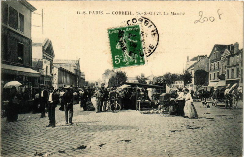 Carte postale ancienne Paris Corbeil Le Marché
