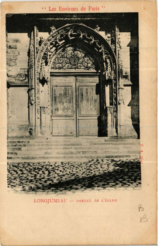 Carte postale ancienne Longjumeau - Portail de L'Eglise à Longjumeau