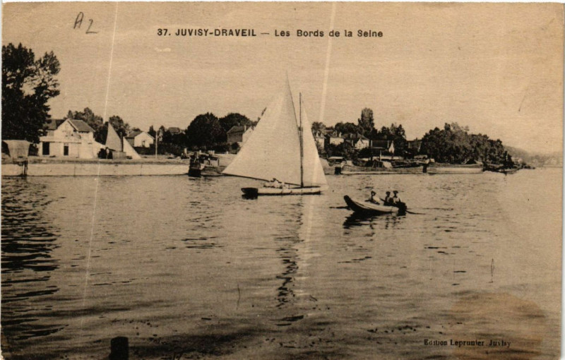 Carte postale ancienne Juvisy-Draveil - Les Bords de la Seine à Draveil