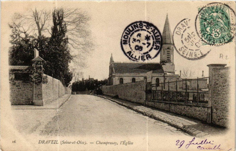 Carte postale ancienne Draveil - Champrosay - l'Eglise à Draveil
