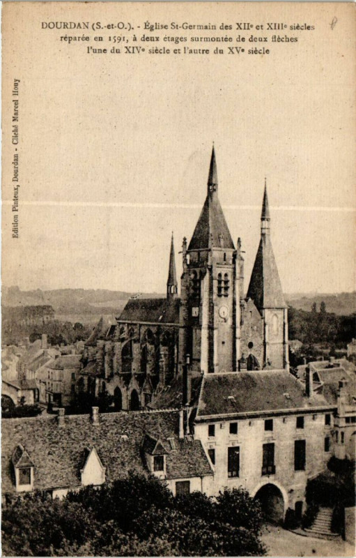 Carte postale ancienne Dourdan - Eglise St-Germain à Dourdan