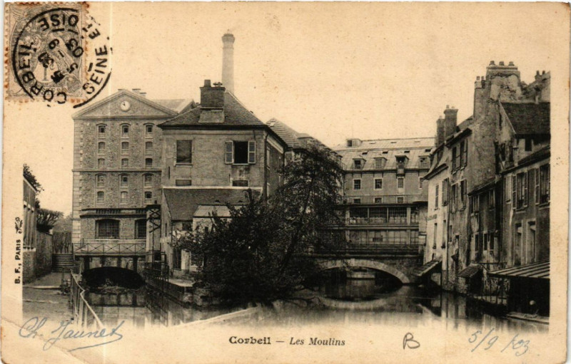 Carte postale ancienne Corbeil - Les Moulins