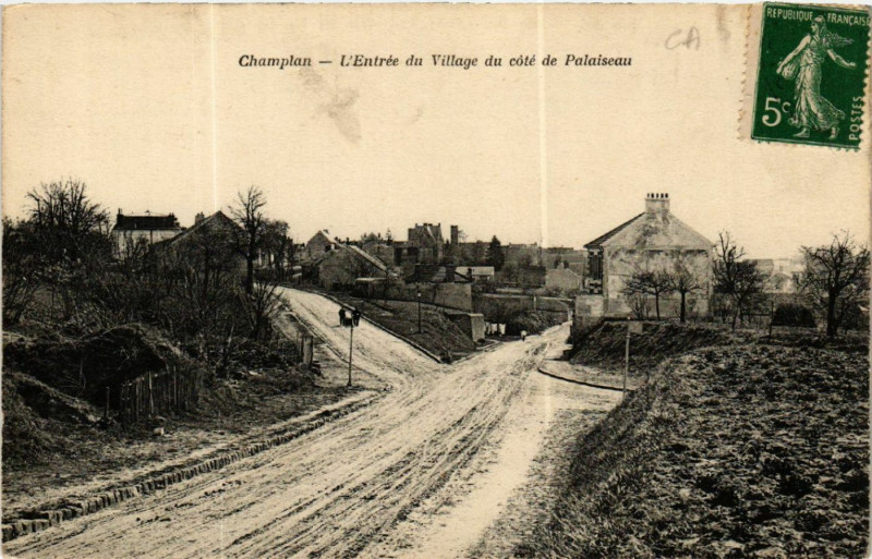Carte postale ancienne Champlan - L'Entrée du Village du cote de Palaiseau à Champlan
