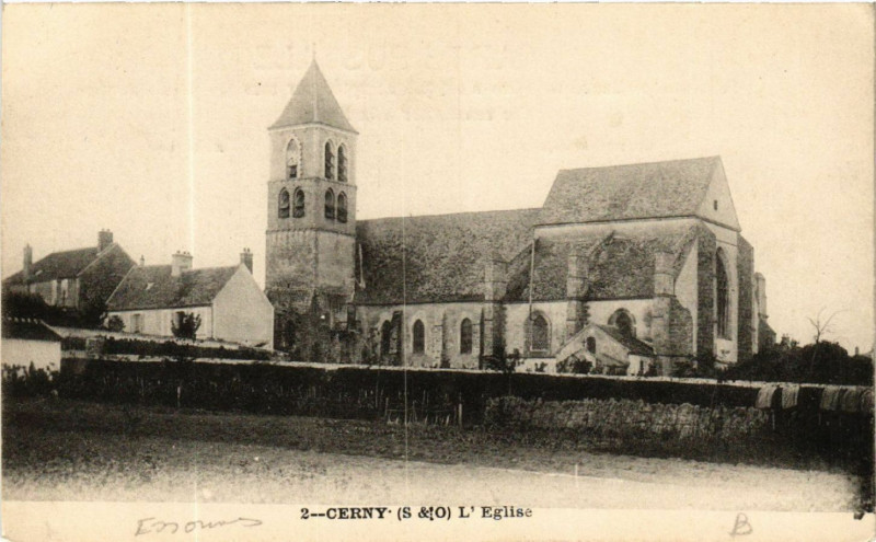 Carte postale ancienne Cerny - L'Eglise à Cerny