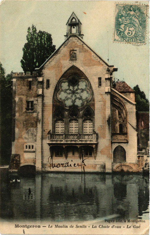Carte postale ancienne Montgeron - Le Moulin de Senlis - La Chute d'eau - Le Gué à Montgeron