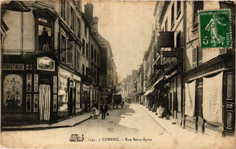 Carte postale ancienne Corbeil - Rue Saint-Spire