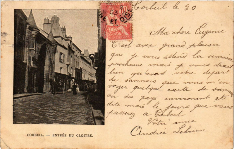Carte postale ancienne Corbeil - Entrée du Cloitre