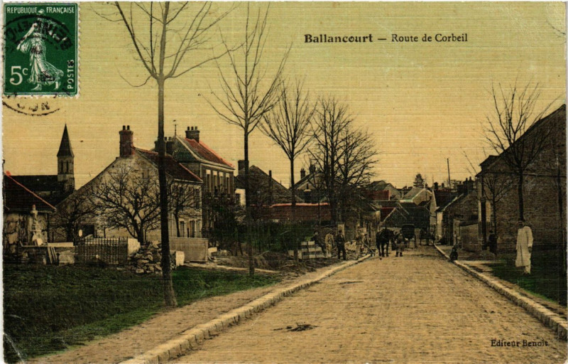 Carte postale ancienne Ballancourt - Route de Corbeil