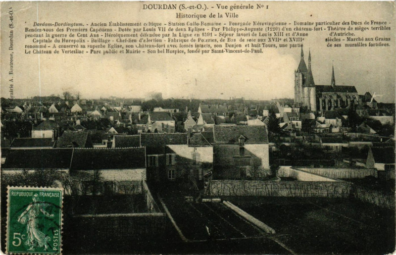 Carte postale ancienne Dourdan - Vue generale à Dourdan