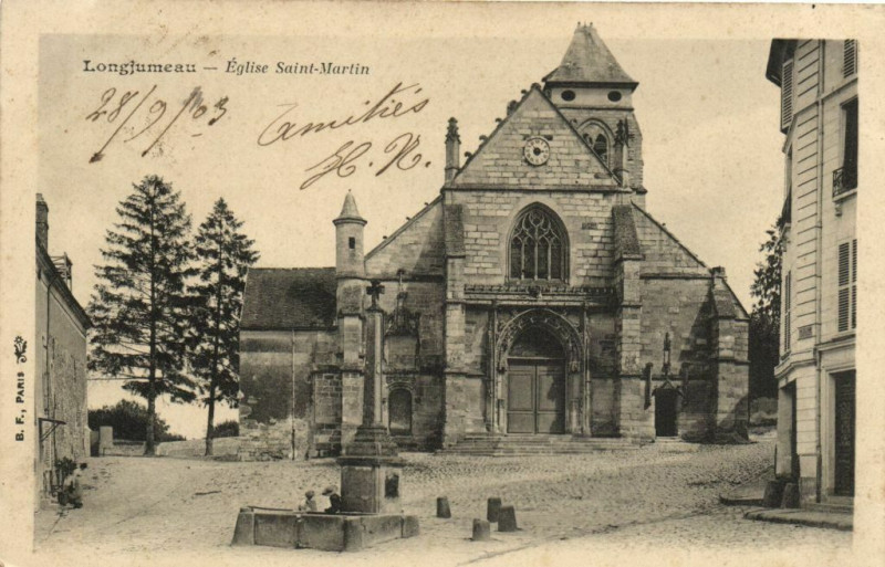 Carte postale ancienne Longjumeau  Eglise Saint-Martin à Longjumeau
