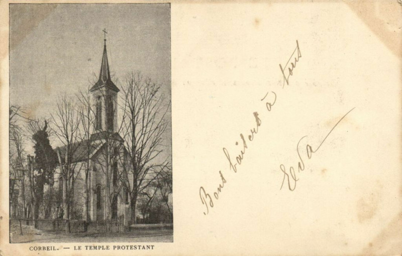 Carte postale ancienne Corbeil - Le Temple Protestant