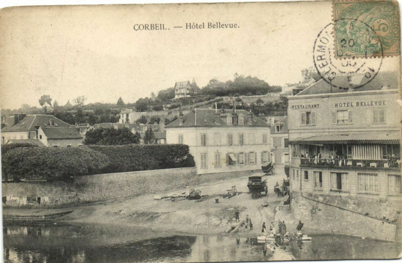 Carte postale ancienne Corbeil - Hotel Bellevue