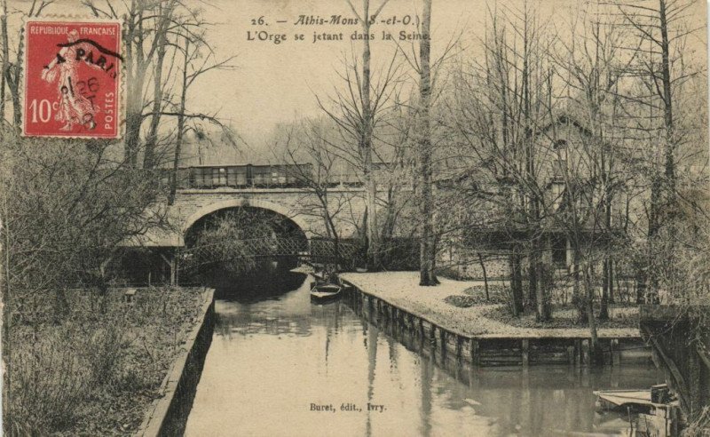 Carte postale ancienne Athis Mons-L'Orge se jetant dans la Seine à Athis-Mons
