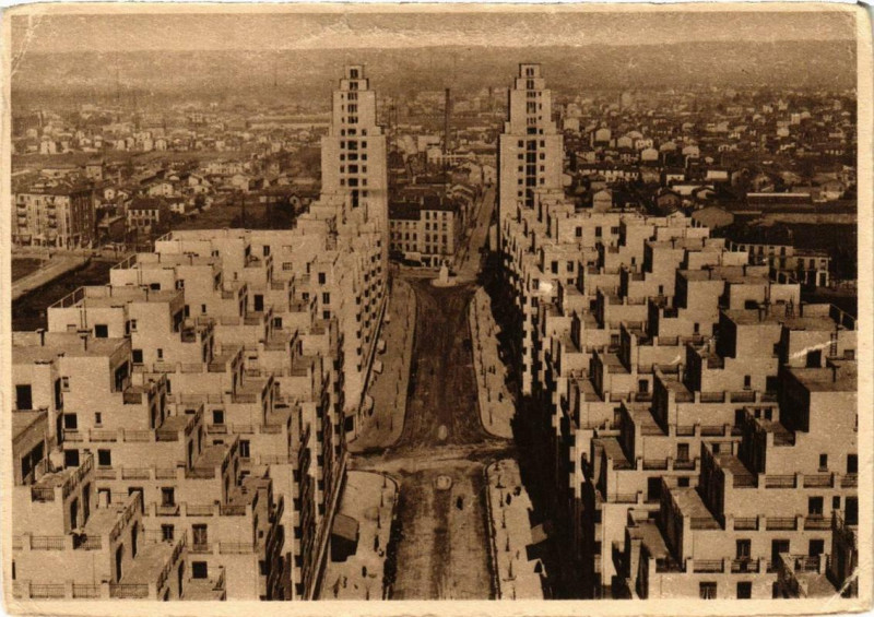 Carte postale ancienne Villeurbanne Panorama pris de la Tour de l'Hotel de Ville à Villeurbanne