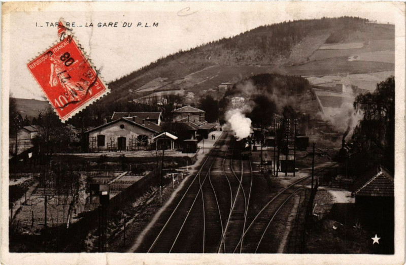 Carte postale ancienne Tarare - La Gare du P.L.M. à Tarare