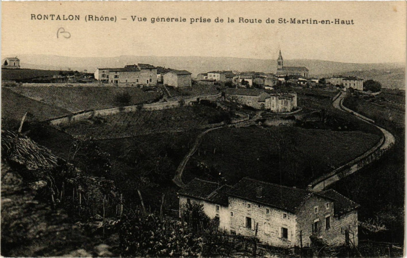 Carte postale ancienne Rontalon - Vue générale prise de la Route de St-Martin-en-Haut à Rontalon