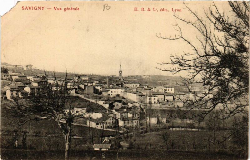 Carte postale ancienne Savigny - Vue générale à Savigny