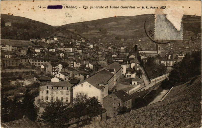 Carte postale ancienne Tarare - Vue générale et Usine Gourdiat à Tarare