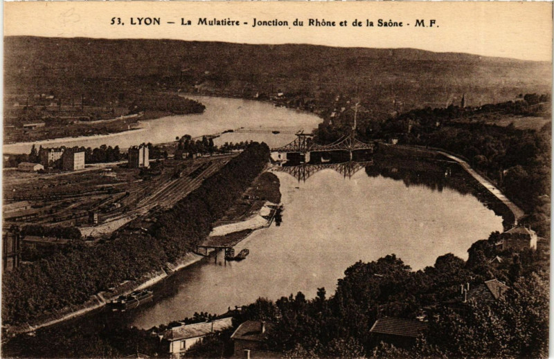 Carte postale ancienne Lyon - La Mulatiere - Jonction - Du Rhone et de la Saone à Lyon