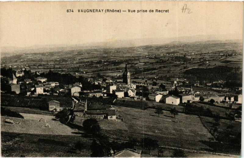 Carte postale ancienne Vaugneray - Vue prise de Recret à Vaugneray