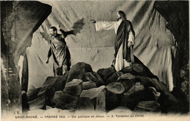 Carte postale ancienne Tarare - St-André - Vie Publique de Jésus - Tentation du Christ à Tarare