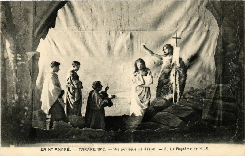 Carte postale ancienne Tarare - St-André - Vie Publique de Jésus - La Bapteme à Tarare