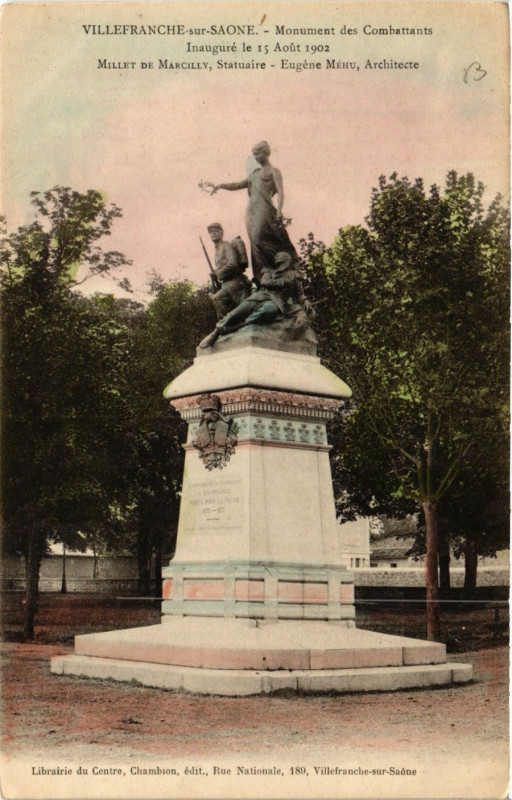Carte postale ancienne Villefranche-sur-Saone - Monument des Combattants à Villefranche-sur-Saône