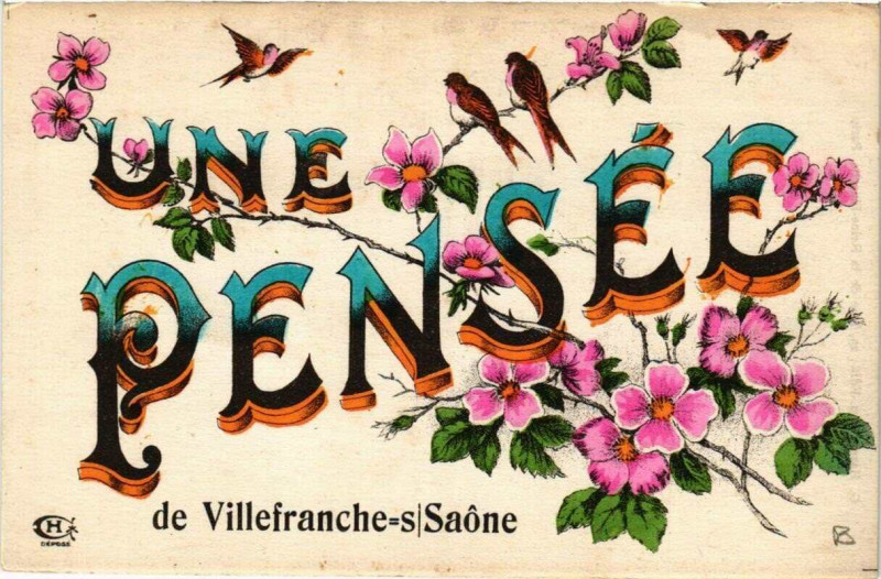 Carte postale ancienne Une Pensée de Villefranche-sur-Saone à Villefranche-sur-Saône