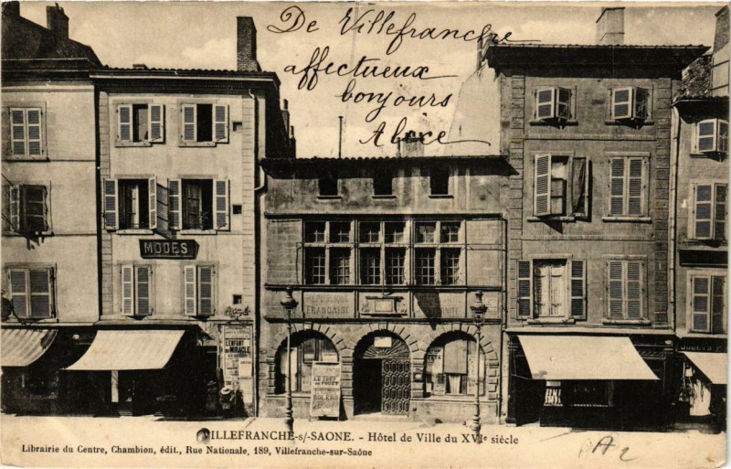 Carte postale ancienne Villefranche-sur-Saone Hotel de Ville du Xvi siecle à Villefranche-sur-Saône