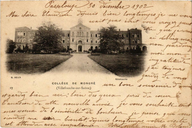 Carte postale ancienne Villefranche-sur-Saone College de Mongre à Villefranche-sur-Saône