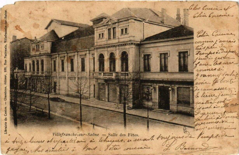 Carte postale ancienne Villefranche-sur-Saone Salle des Fetes à Villefranche-sur-Saône
