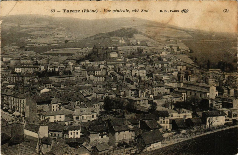Carte postale ancienne Tarare Vue générale, coté Sud à Tarare