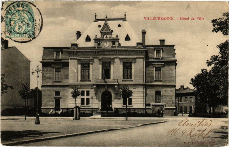 Carte postale ancienne Villeurbanne Hotel de Ville à Villeurbanne
