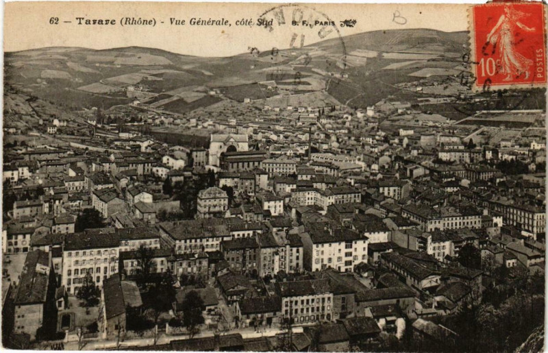 Carte postale ancienne Tarare Vue générale, coté Sud à Tarare