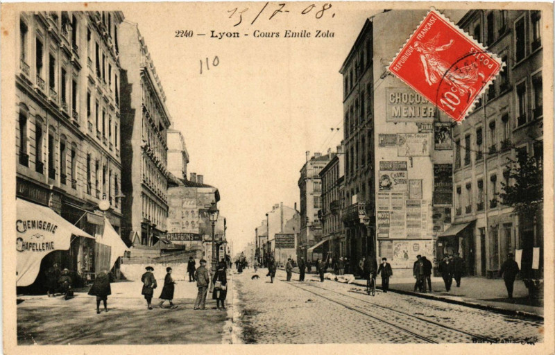 Carte postale ancienne Lyon - Cours Emile Zola à Lyon