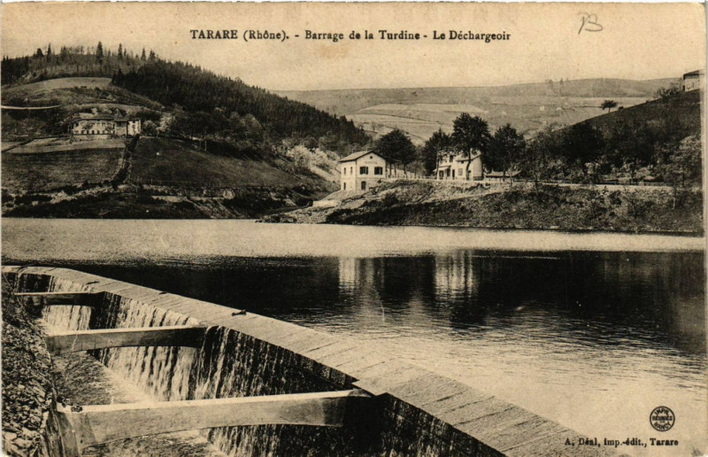 Carte postale ancienne Tarare - Barrage de la Turdine - Le Dechargeoir à Tarare