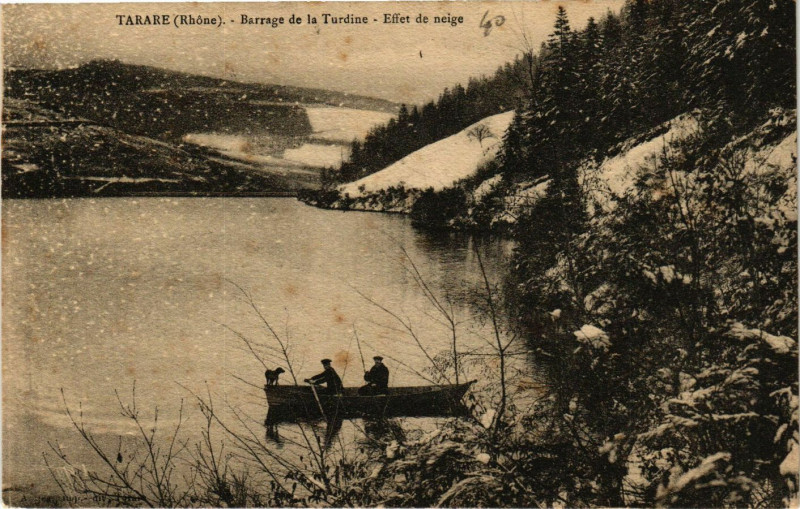 Carte postale ancienne Tarare - Barrage de la Turdine - Effet de Niege à Tarare