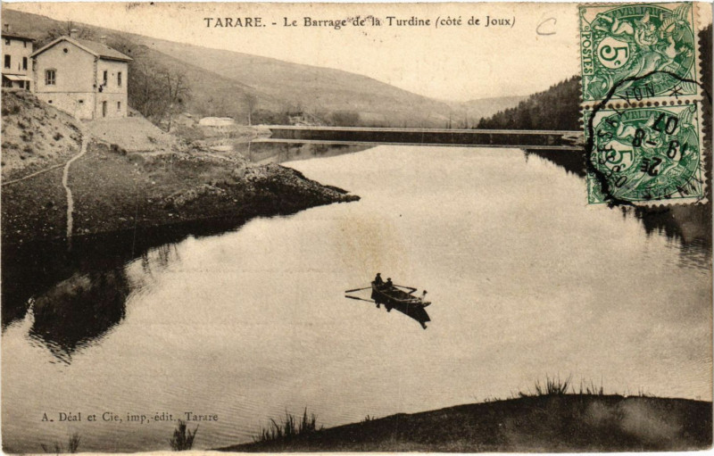 Carte postale ancienne Tarare - Le Barrage de la Turdine - coté de Joux à Tarare