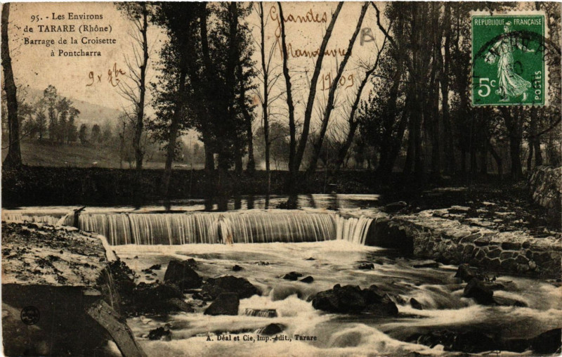 Carte postale ancienne Tarare - Env. - Barrage de la Croisette a Pontcharra à Tarare