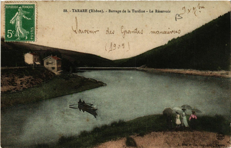 Carte postale ancienne Tarare - Barrage de la Turdine - Le Reservoir à Tarare
