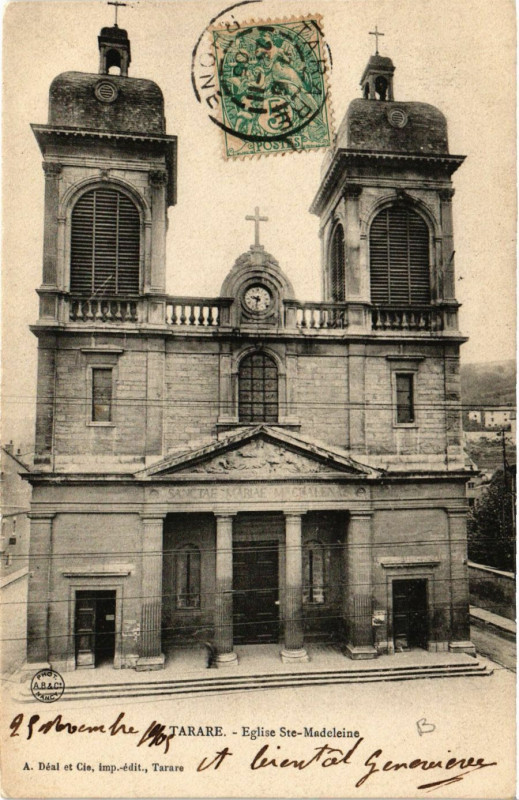 Carte postale ancienne Tarare - Eglise Sainte-Madeleine à Tarare