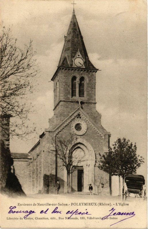 Carte postale ancienne Poleymieux - Eglise - Env. de Neuville-sur-Saone à Neuville-sur-Saône