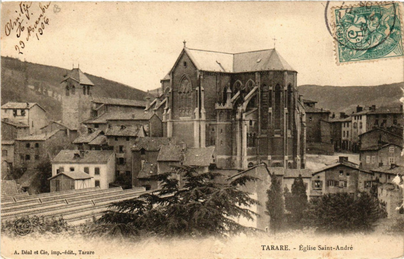 Carte postale ancienne Tarare - Eglise Saint-André à Tarare