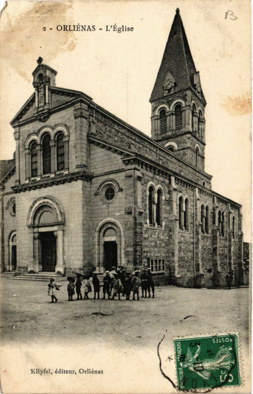 Carte postale ancienne Orlienas - Eglise à Orliénas