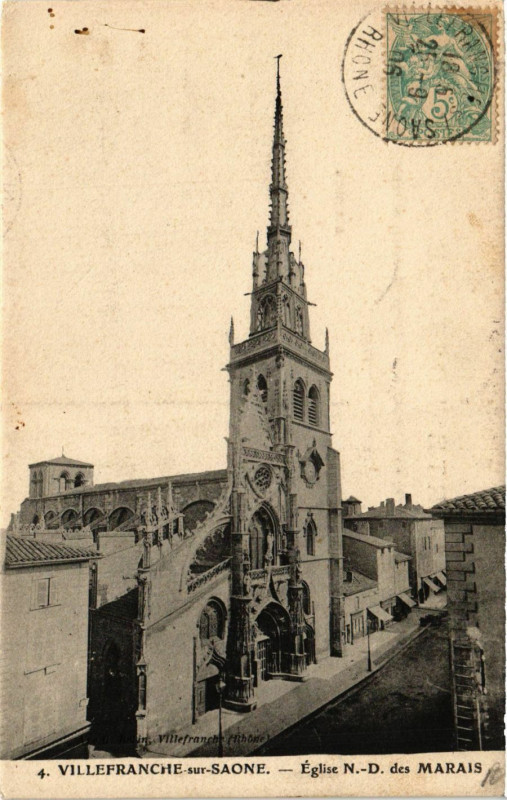 Carte postale ancienne Villefranche-sur-Saone - Eglise N.-D. des Marais à Villefranche-sur-Saône